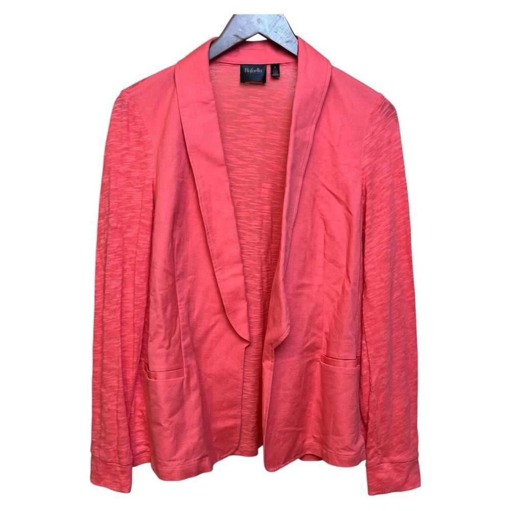 Rafaella‎ Coral Draped Open Front Knit Blazer M